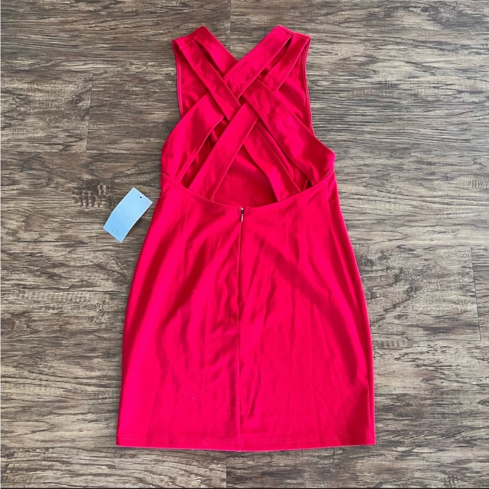 Tobi Bodycon Strap Cross Back Dress Red NWT